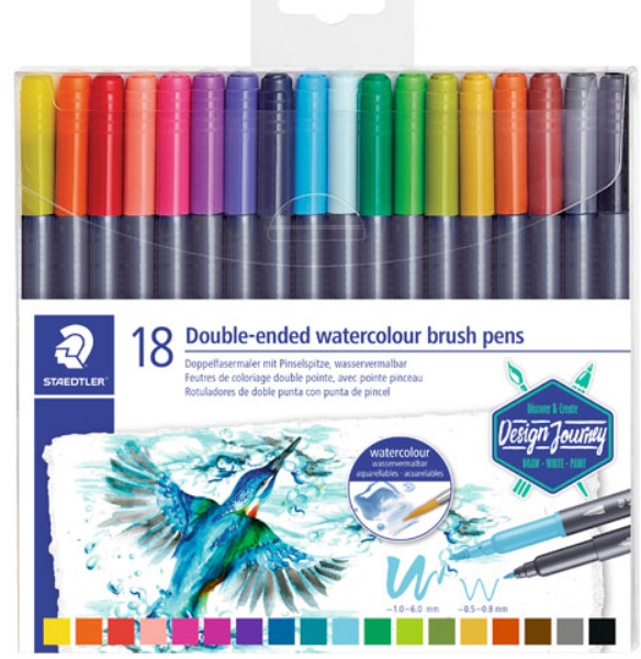 Normaal Werkgever Port Staedtler Marsgraphic aqua brush Duo penseelstiften, assortiment 18 st kopen ?