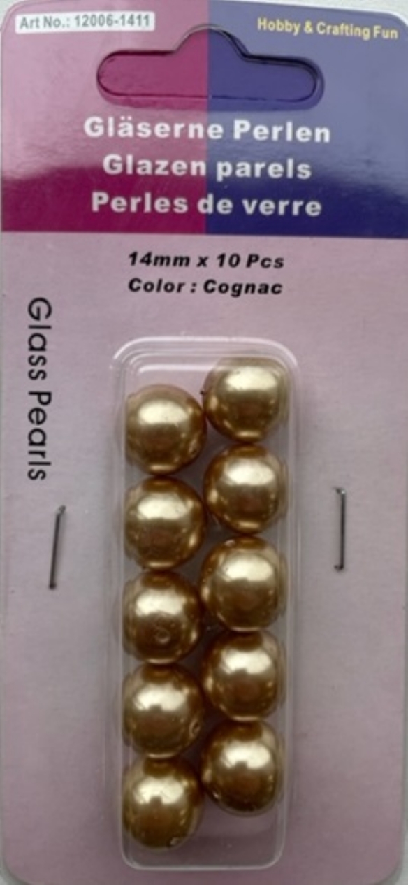 OUTLET Glasparels cognac, 14mm, 10 stuks kopen?