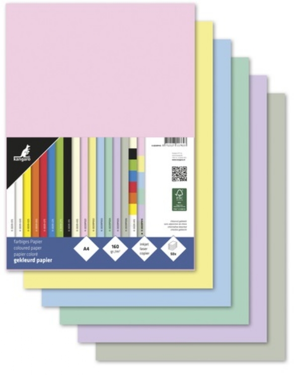 Gekleurd tekenpapier, 160gr, A4, 50 vel, assortiment pastel kopen?