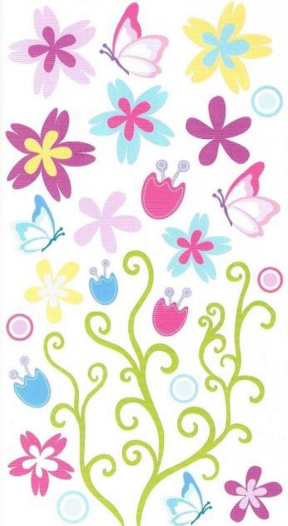 OUTLET Muurstickers / raamstickers, vlinders en bloemen, 34 x 63.5 cm kopen?