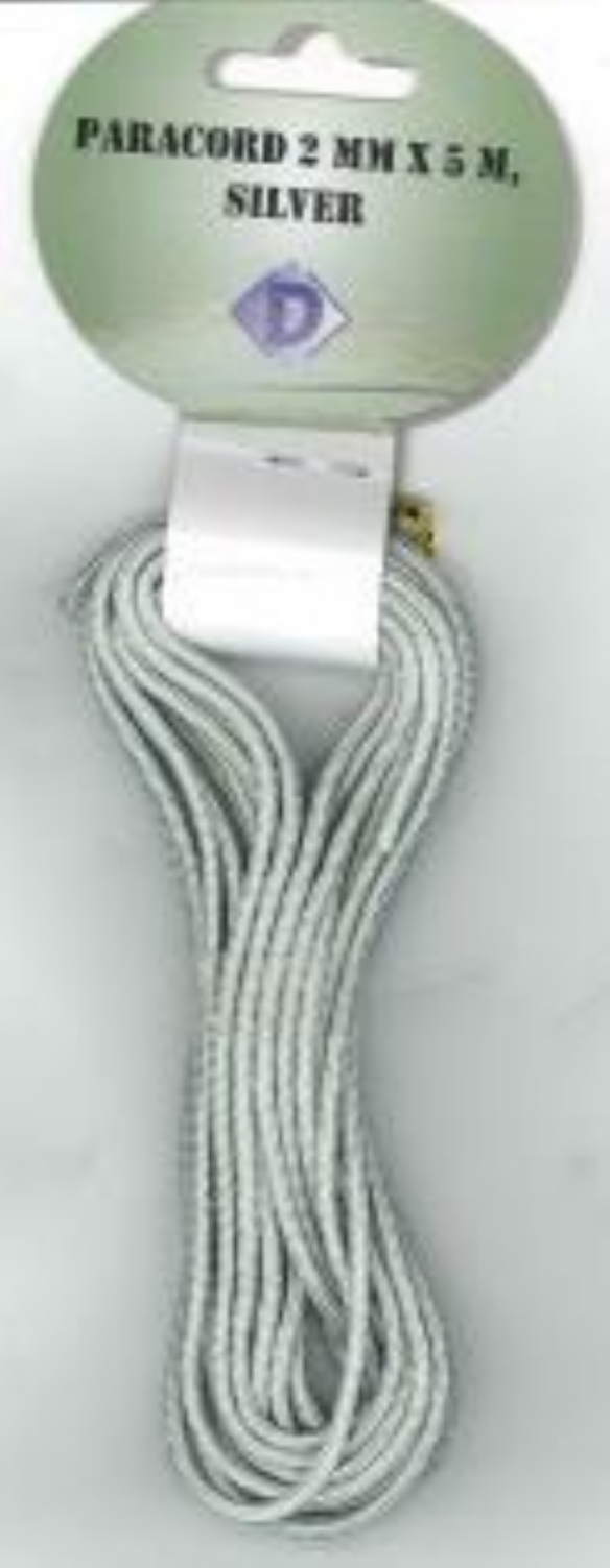 OUTLET Paracord / koord / touw, 2 mm, 5 meter, zilver kopen?