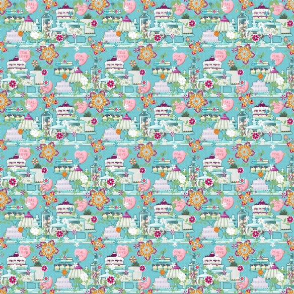 Bedrukte katoenen stof, 45 x 50 cm, so cute blauw, patisserie kopen?