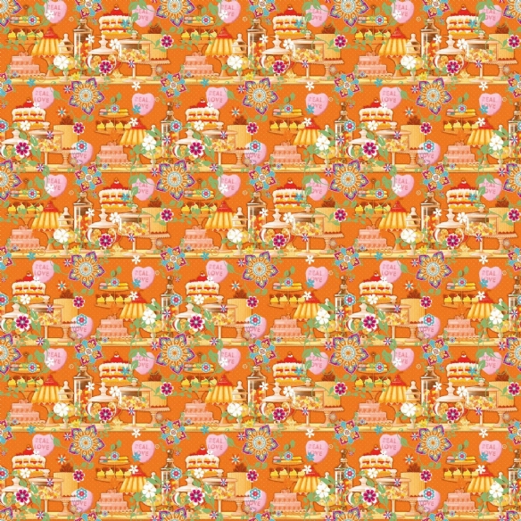 Bedrukte katoenen stof, 45 x 50 cm, so cute oranje, patisserie kopen?