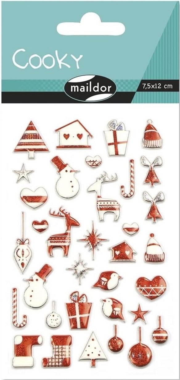 3D stickervel 7.5 x 12 cm, kerstmis scandinavisch rood kopen?