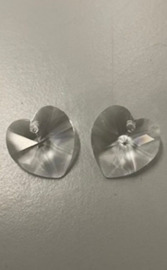 OUTLET Glazen kralen / glazen facetkralen hart, 14 mm, 2 stuks, kristal kopen?