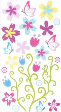 OUTLET Muurstickers / raamstickers, vlinders en bloemen, 34 x 63.5 cm