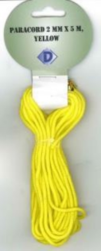OUTLET Paracord / koord / touw, 2 mm, 5 meter, geel