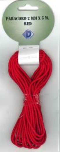 OUTLET Paracord / koord / touw, 2 mm, 5 meter, rood